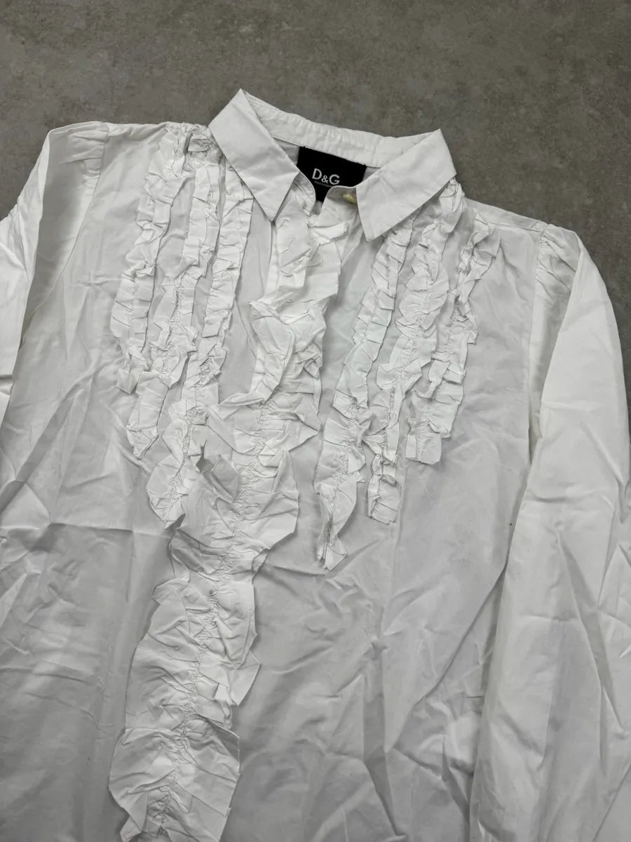 2000s Dolce & Gabbana White Ruffle Shirt CpyxMaW 3