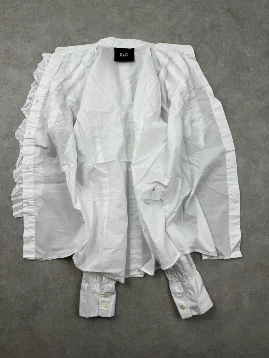 2000s Dolce & Gabbana White Ruffle Shirt CpyxMaW 6