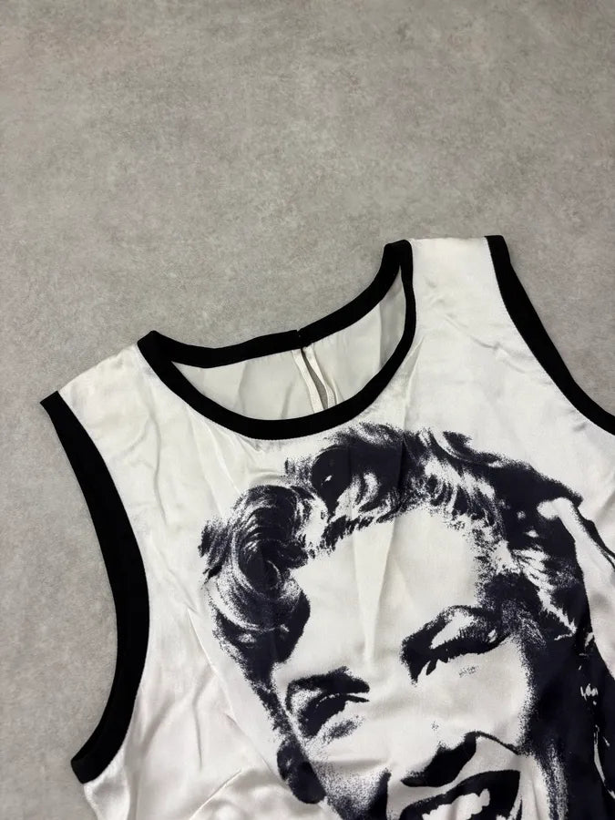 2000s Dolce & Gabbana White Silk Marilyn Monroe Tank Top HElzbSE 4