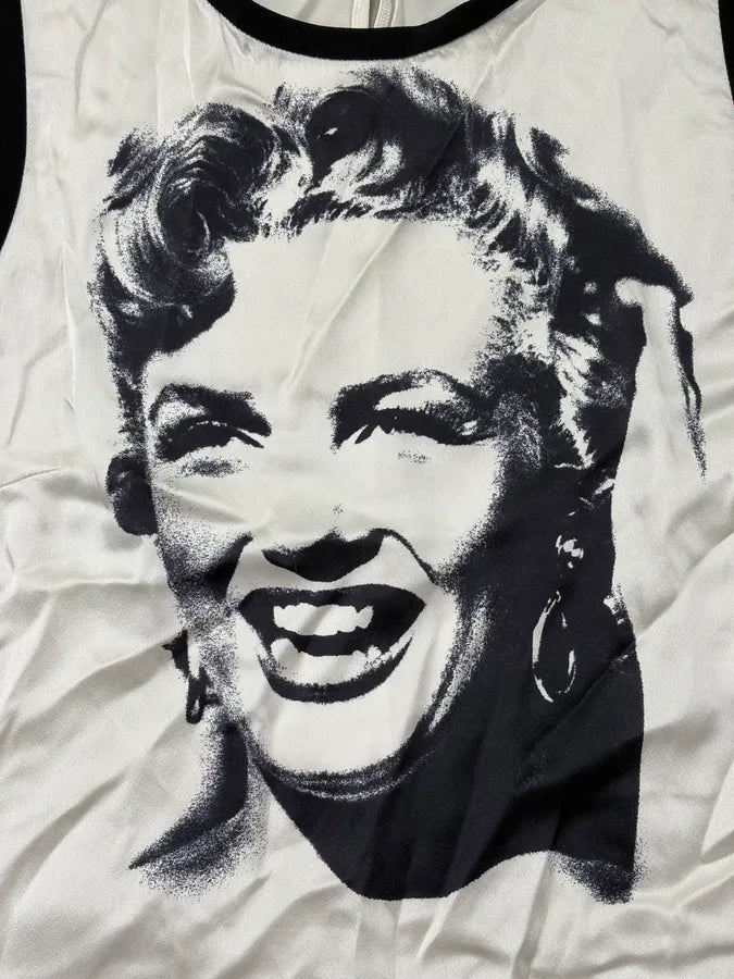2000s Dolce & Gabbana White Silk Marilyn Monroe Tank Top HElzbSE 6