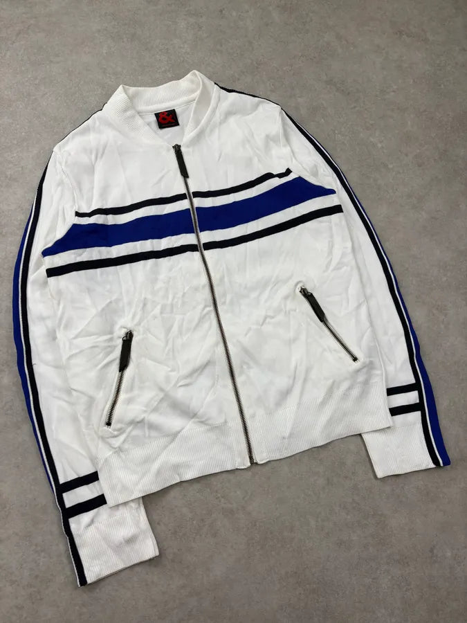2000s Dolce & Gabbana White & Blue Striped Zip-up Sweater xxIyZwg 3