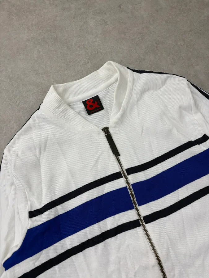 2000s Dolce & Gabbana White & Blue Striped Zip-up Sweater xxIyZwg 4