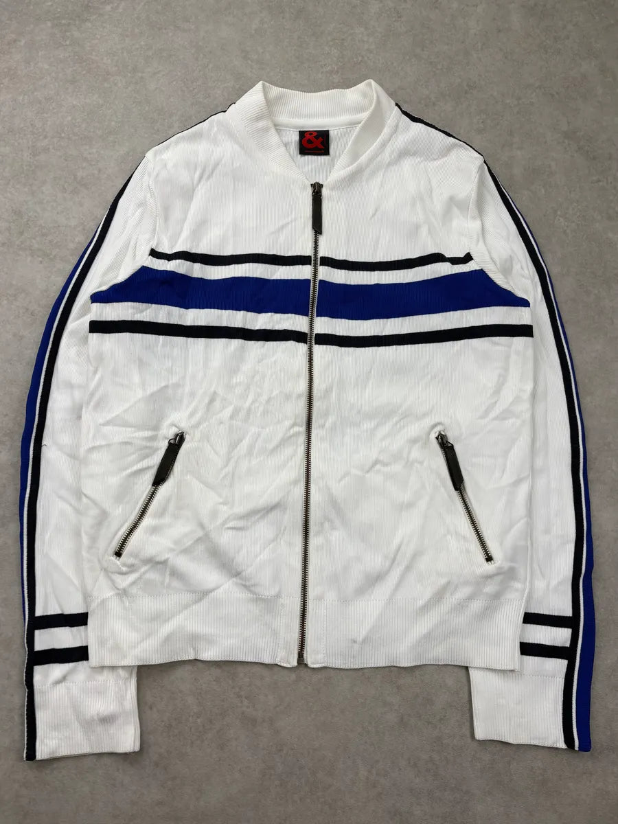 2000s Dolce & Gabbana White & Blue Striped Zip-up Sweater xxIyZwg 2