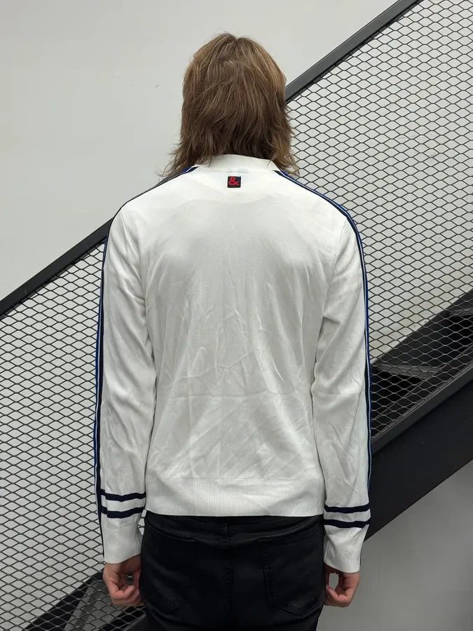 2000s Dolce & Gabbana White & Blue Striped Zip-up Sweater xxIyZwg 1