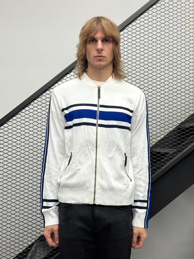 2000s Dolce & Gabbana White & Blue Striped Zip-up Sweater xxIyZwg 0