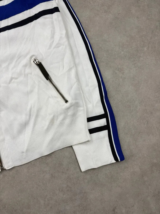 2000s Dolce & Gabbana White & Blue Striped Zip-up Sweater xxIyZwg 7