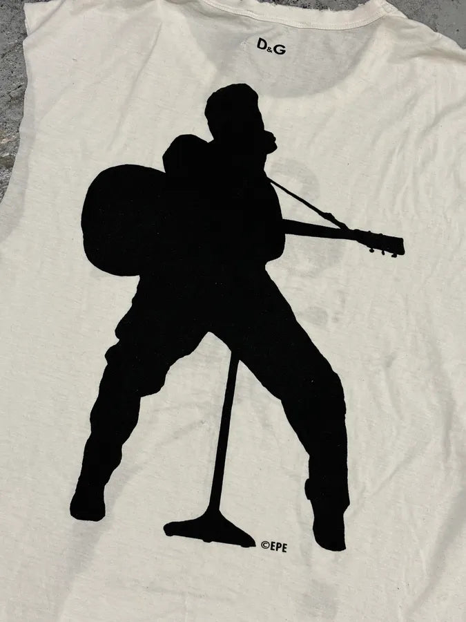 2000s Dolce & Gabbana White Tank Top Musician Graphic Print  uxpXOQP 7