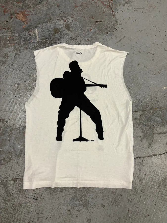 2000s Dolce & Gabbana White Tank Top Musician Graphic Print  uxpXOQP 3