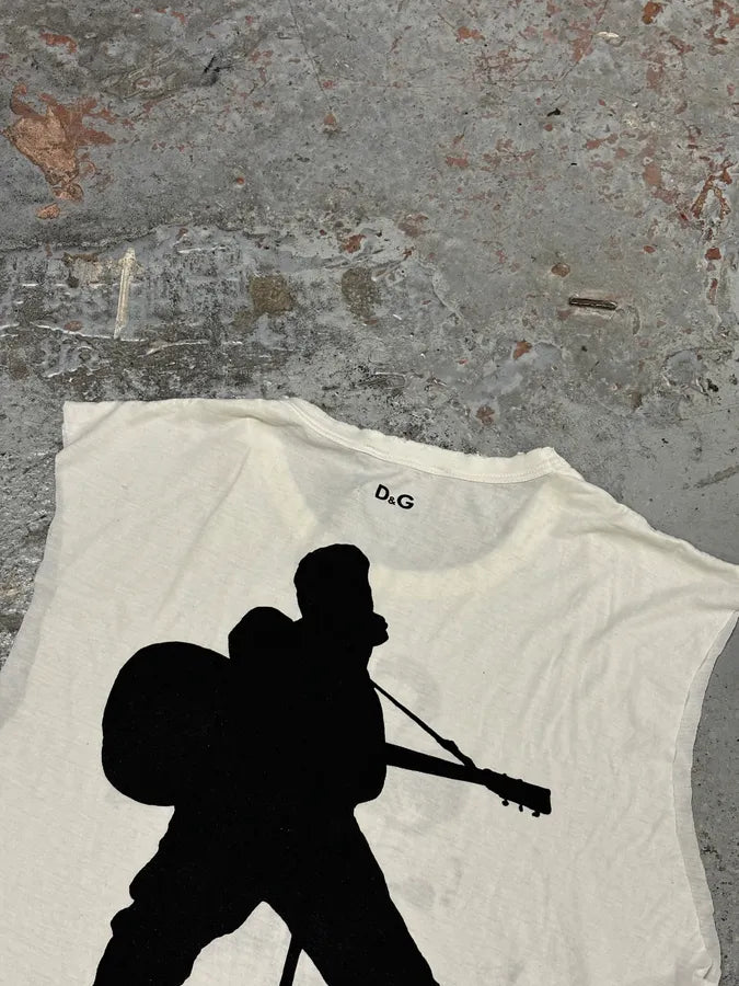 2000s Dolce & Gabbana White Tank Top Musician Graphic Print  uxpXOQP 6