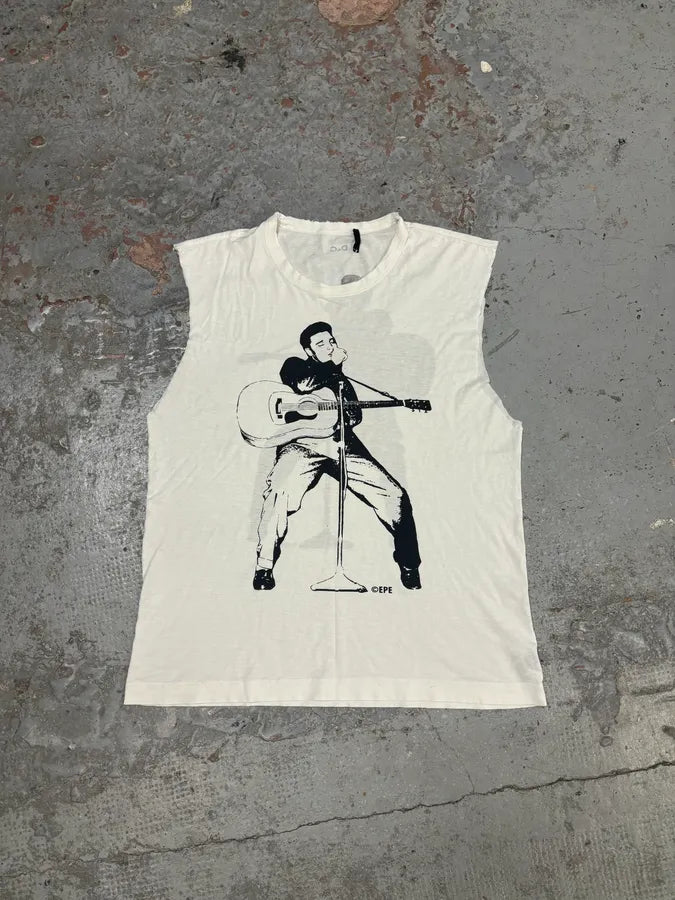 2000s Dolce & Gabbana White Tank Top Musician Graphic Print  uxpXOQP 2