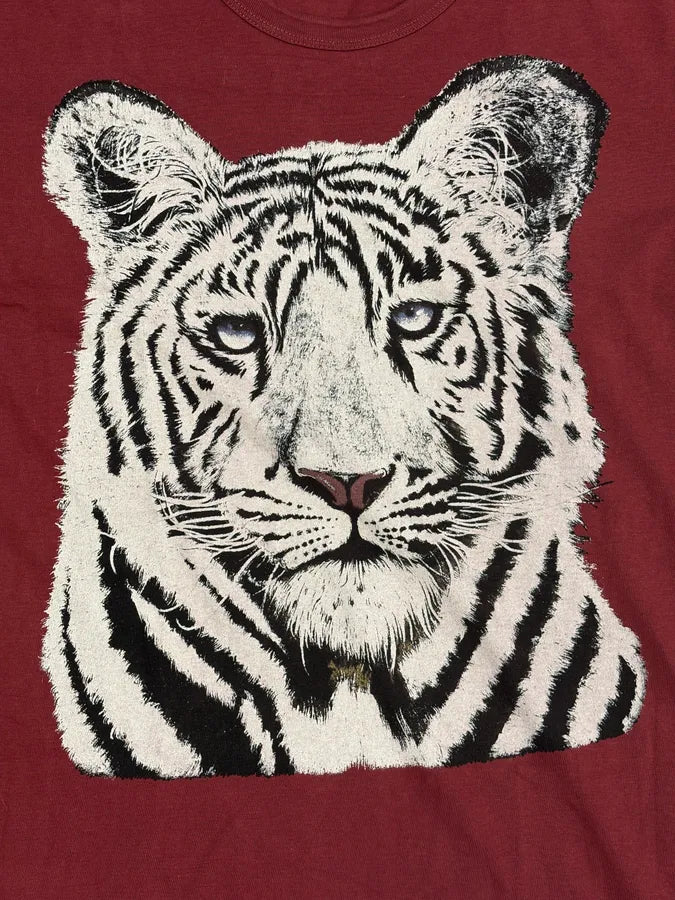 2000s Dolce & Gabbana White Tiger Burgundy T-Shirt jOBOKWS 6