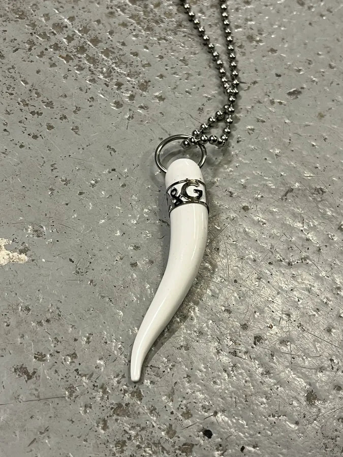AW2005 Dolce & Gabbana White Tooth Ball Chain Necklace jqYMyBK 2