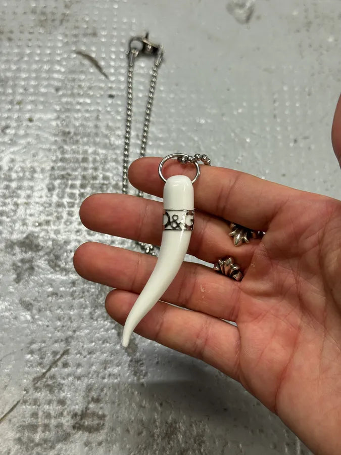 2000s Dolce & Gabbana White Tooth Ball Chain Necklace kkzPfnz 2