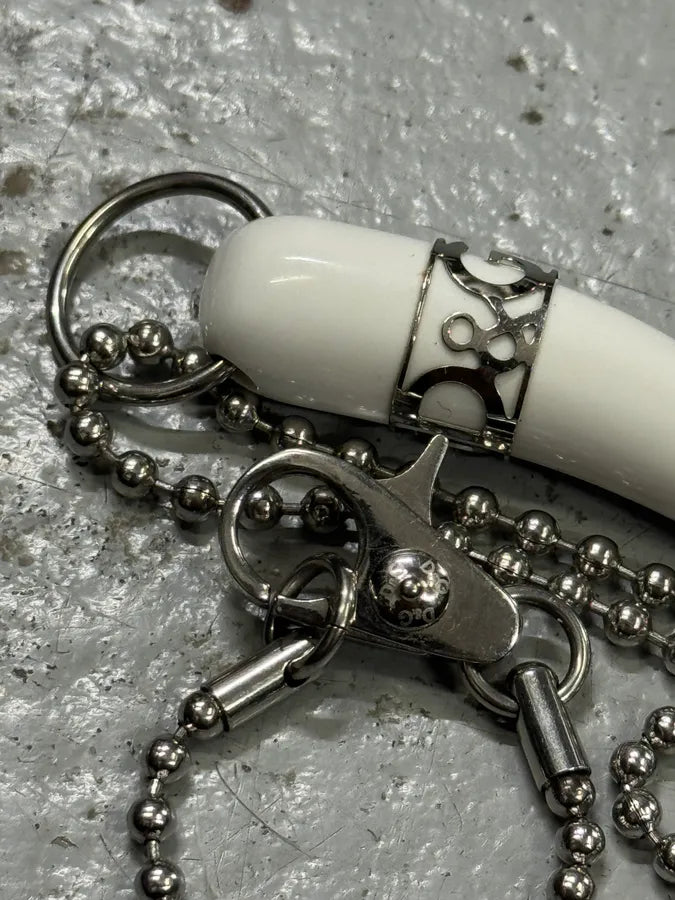 2000s Dolce & Gabbana White Tooth Ball Chain Necklace kkzPfnz 3