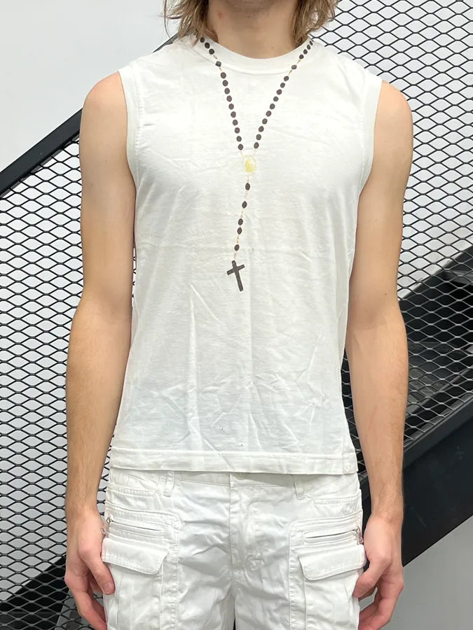 2000s Dolce & Gabbana White Trompe LOeil Chain Tank Top TJrQDPr 0
