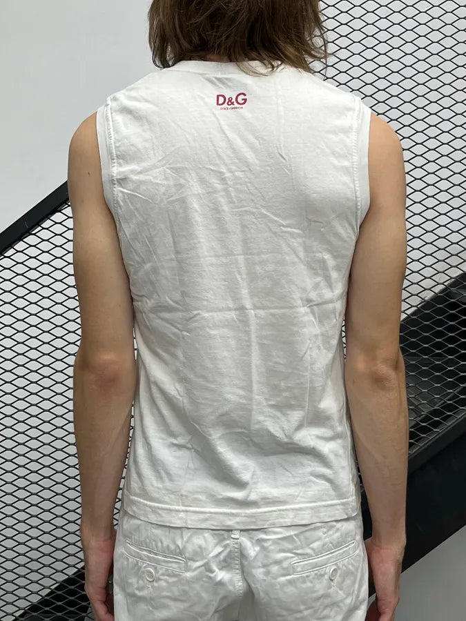 2000s Dolce & Gabbana White Trompe LOeil Chain Tank Top TJrQDPr 1