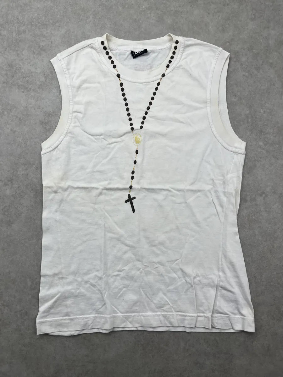 2000s Dolce & Gabbana White Trompe LOeil Chain Tank Top TJrQDPr 2
