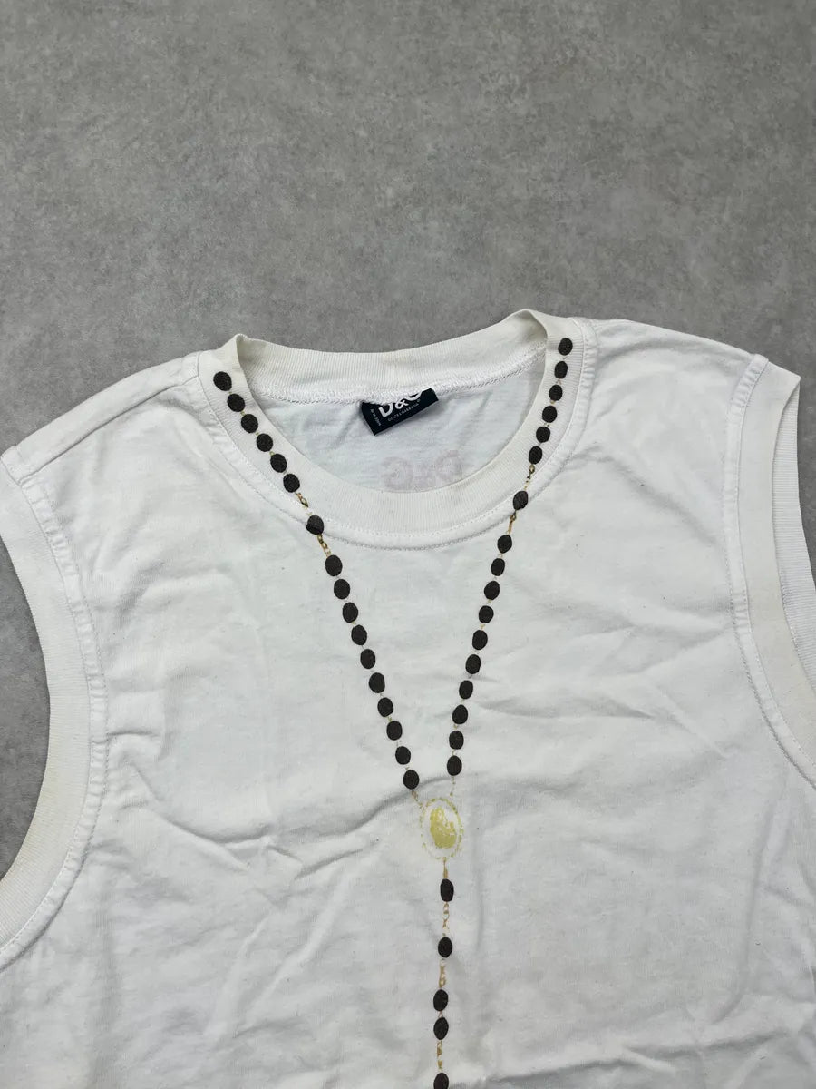 2000s Dolce & Gabbana White Trompe LOeil Chain Tank Top TJrQDPr 4