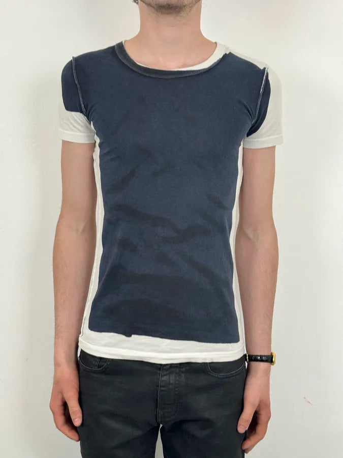 2000s Dolce & Gabbana White Trompe L’Oeil Navy T-Shirt mJpmgVi 2