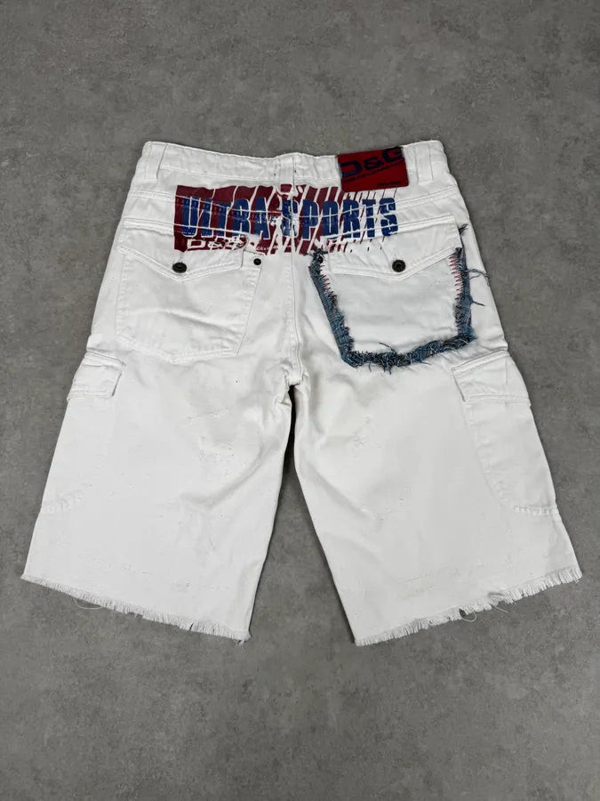 SS2006 Dolce & Gabbana White Tagged Sport Cargo Shorts bJrKGeT 0