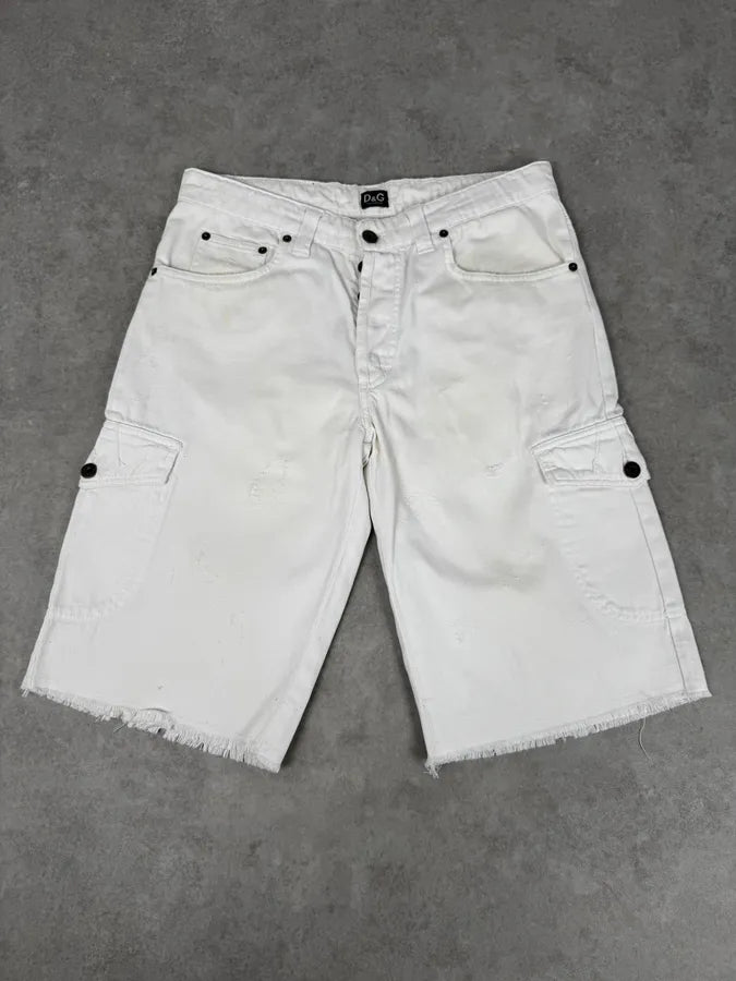 SS2006 Dolce & Gabbana White Tagged Sport Cargo Shorts bJrKGeT 4