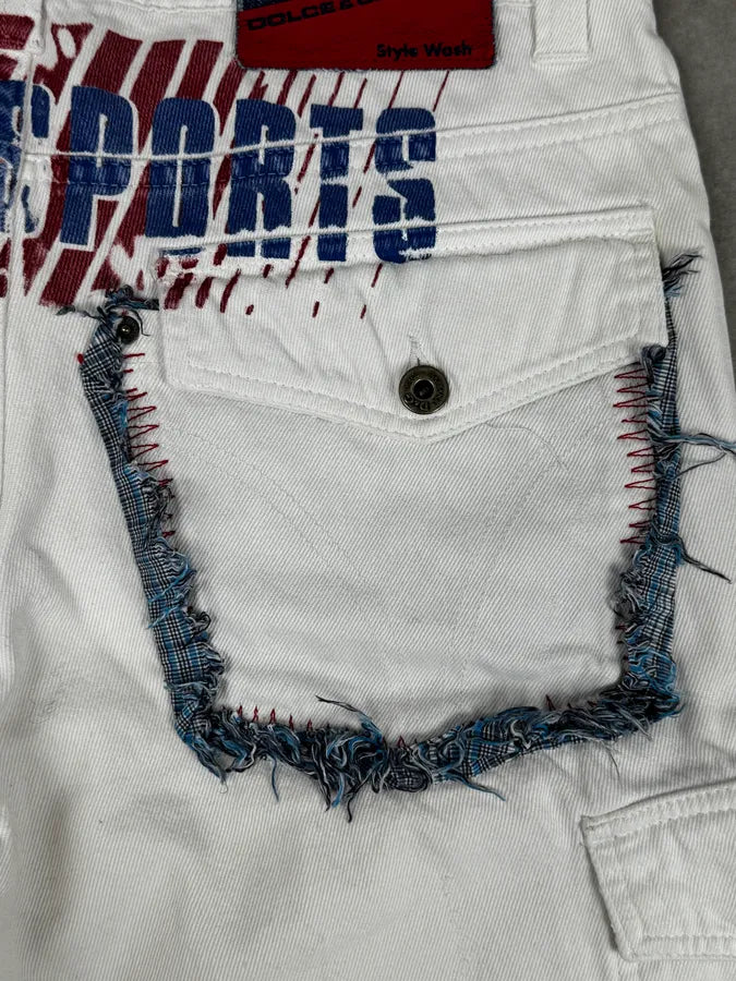 SS2006 Dolce & Gabbana White Tagged Sport Cargo Shorts bJrKGeT 7