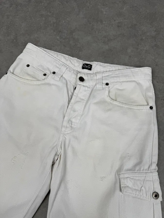 SS2006 Dolce & Gabbana White Tagged Sport Cargo Shorts bJrKGeT 5