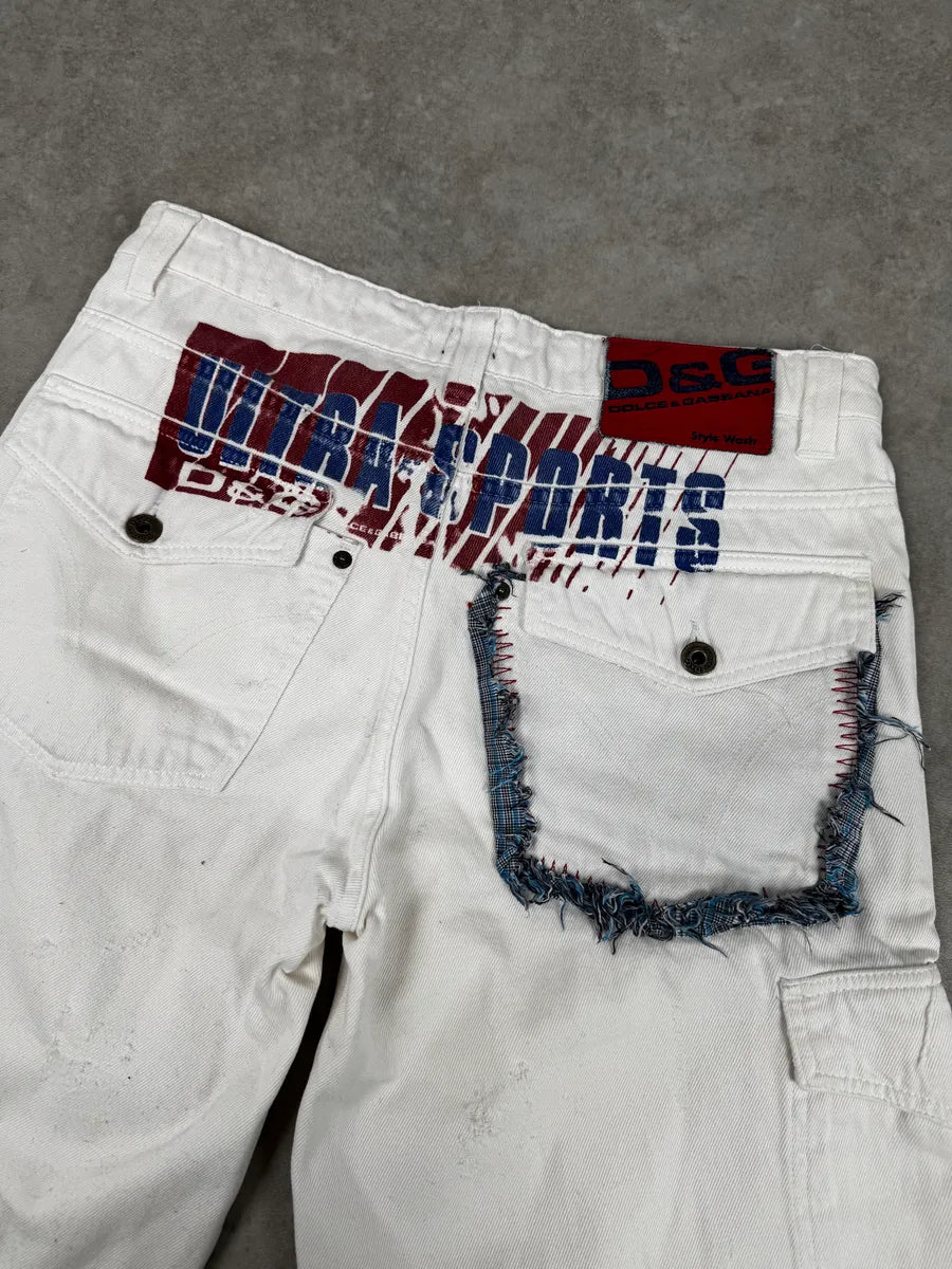 SS2006 Dolce & Gabbana White Tagged Sport Cargo Shorts bJrKGeT 6