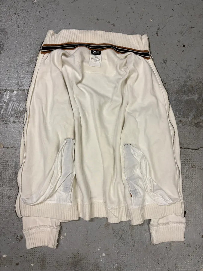 2000s Dolce & Gabbana White Zip-up Sweater XqeQCdd 6
