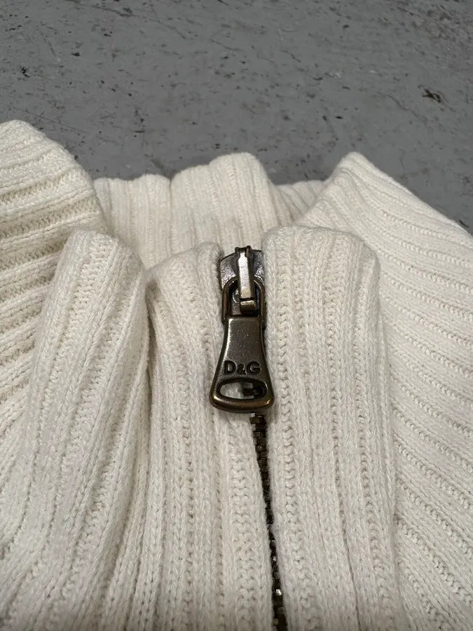 2000s Dolce & Gabbana White Zip-up Sweater XqeQCdd 8