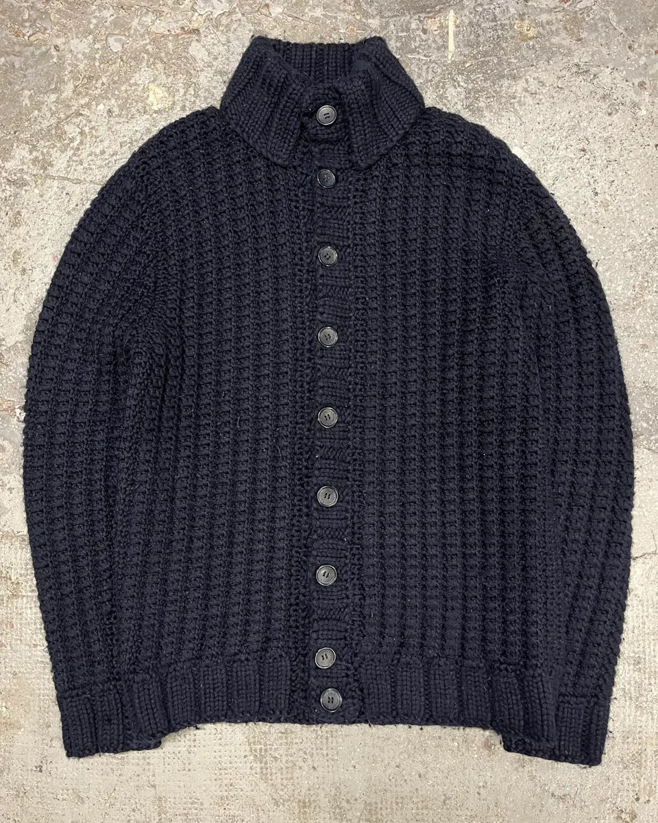 FW2010 Dolce & Gabbana Wool Buttoned Navy Cardigan UKyLnOr 0