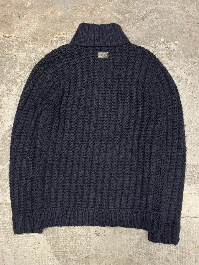 FW2010 Dolce & Gabbana Wool Buttoned Navy Cardigan UKyLnOr 1