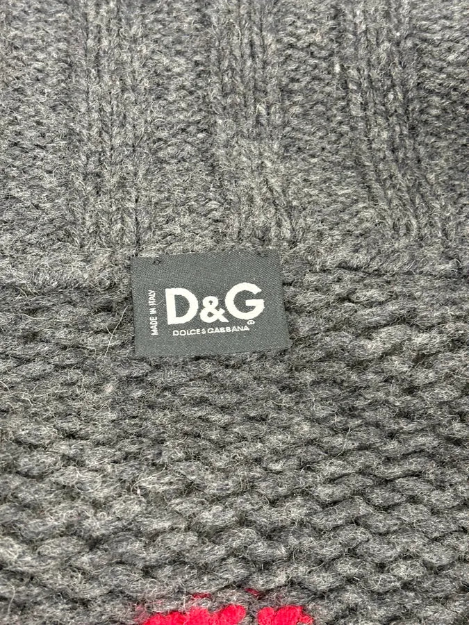 AW2002 Dolce & Gabbana Wool Embroidered Flowers Grey Sweater gZVGKUo 11
