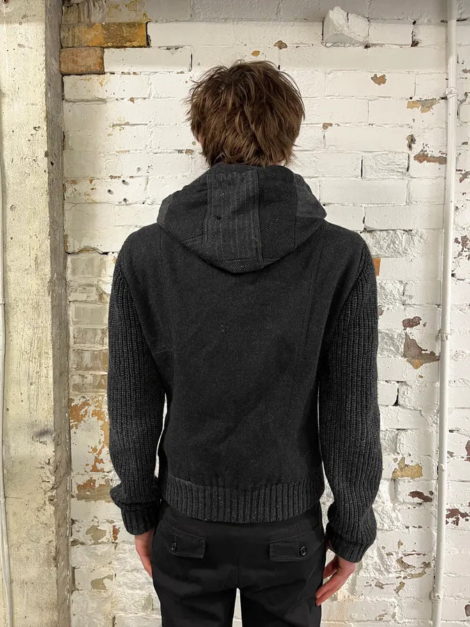 2000s Dolce & Gabbana Wool Grey Two Tone Hooded Jacket gECzUiN 2