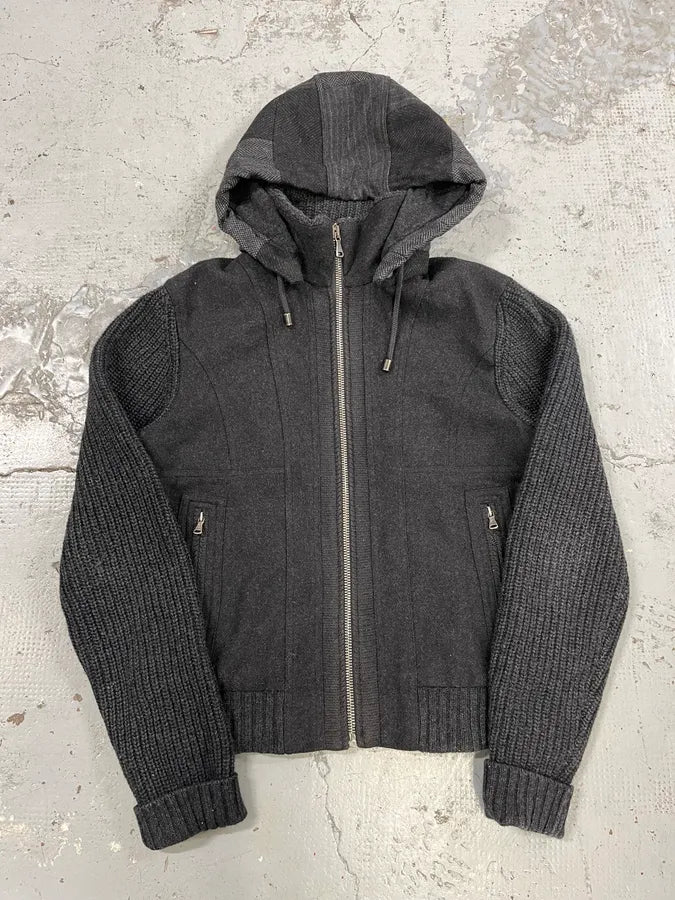 2000s Dolce & Gabbana Wool Grey Two Tone Hooded Jacket gECzUiN 3