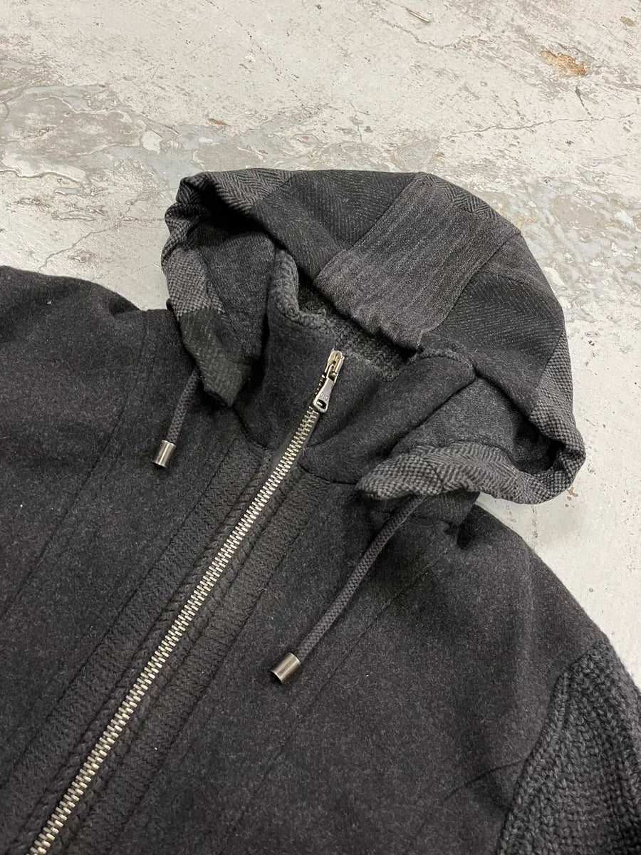 2000s Dolce & Gabbana Wool Grey Two Tone Hooded Jacket gECzUiN 4