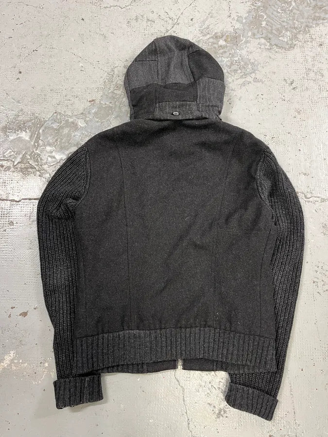 2000s Dolce & Gabbana Wool Grey Two Tone Hooded Jacket gECzUiN 7