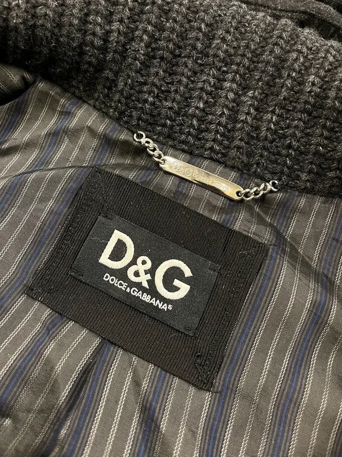 2000s Dolce & Gabbana Wool Grey Two Tone Hooded Jacket gECzUiN 9