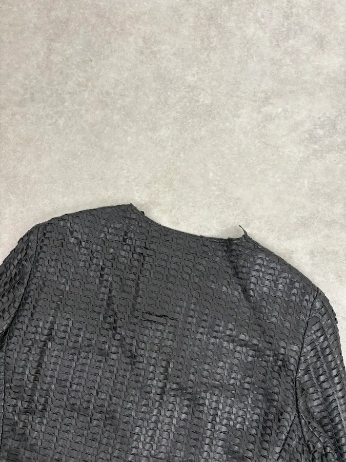 2000s Dolce & Gabbana Woven Black Leather Jacket qUXHopa 5