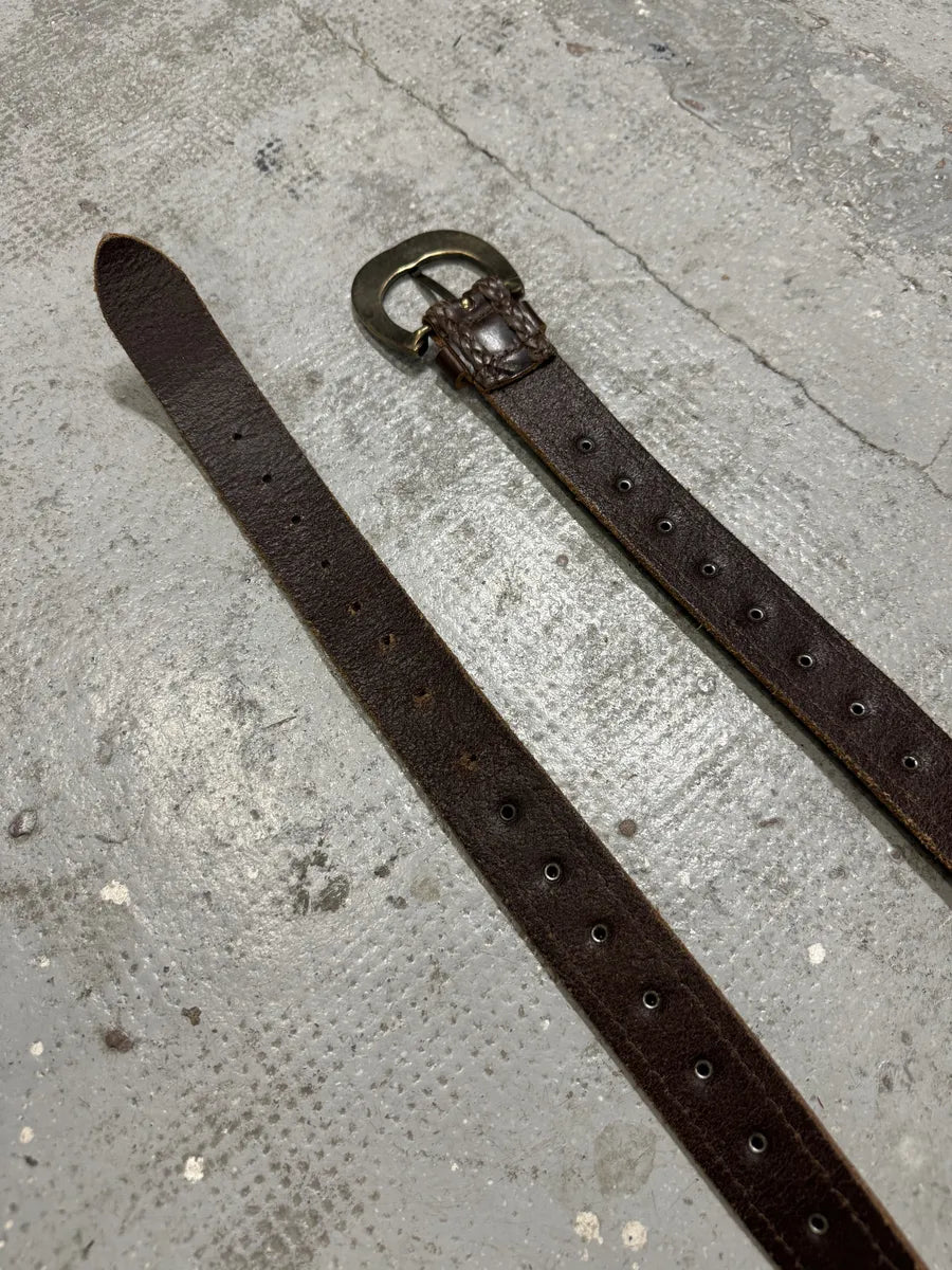 2000s Dolce & Gabbana Woven Leather Cow Pony Hair Belt jQPMtSh 6