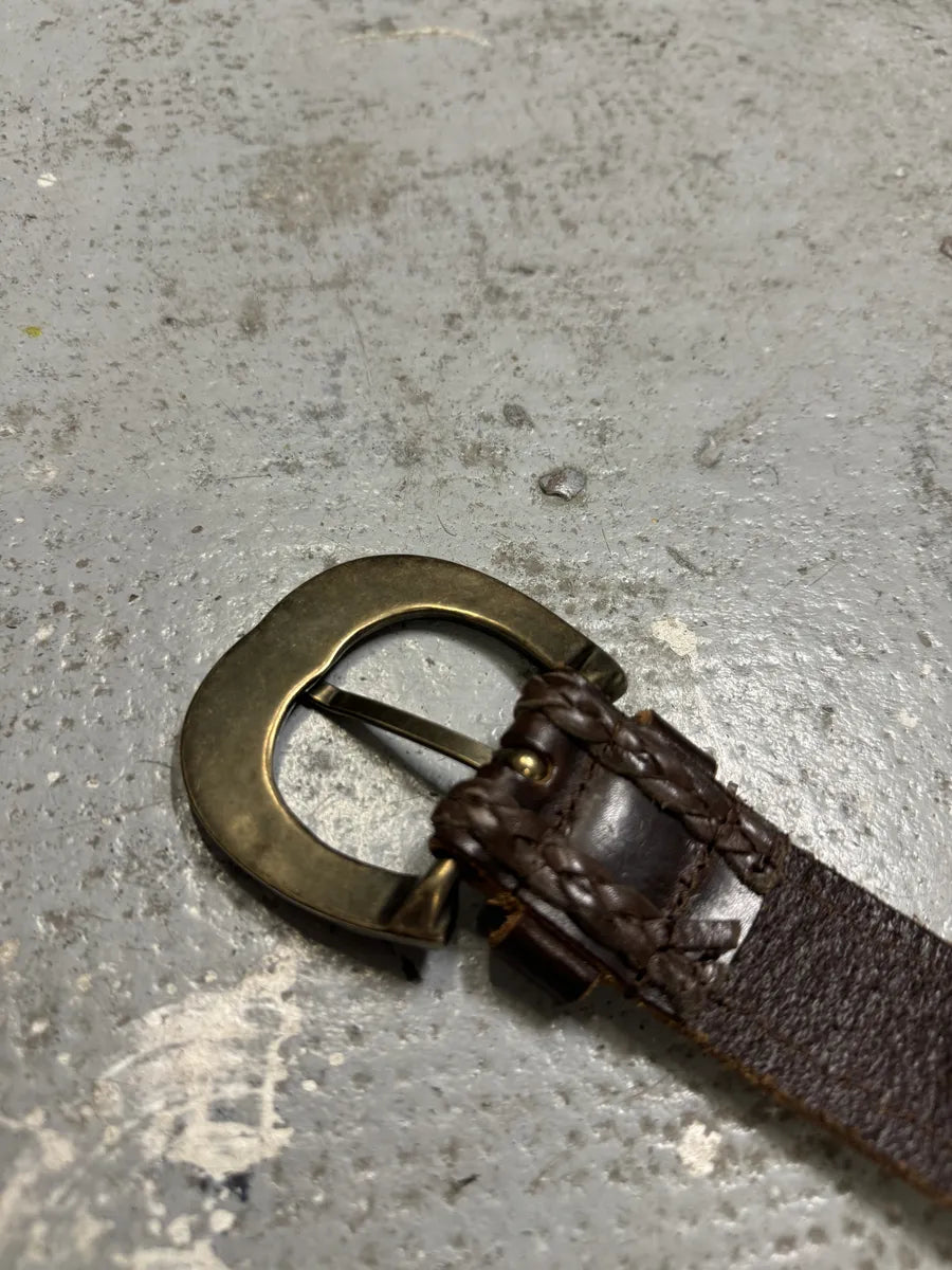 2000s Dolce & Gabbana Woven Leather Cow Pony Hair Belt jQPMtSh 8