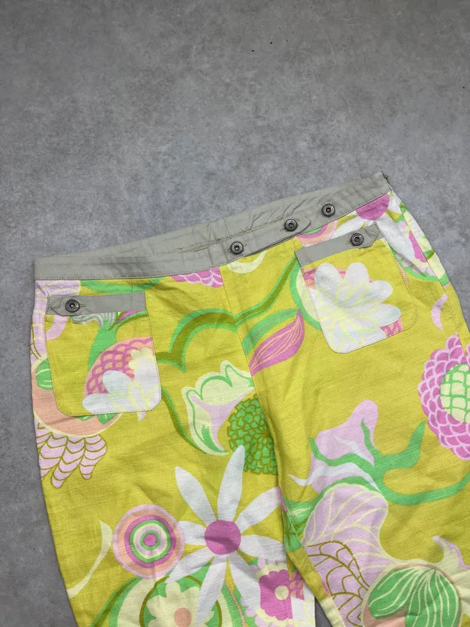 SS2004 Dolce & Gabbana Yellow Fantasy Floral Pants VbJQpPx 6