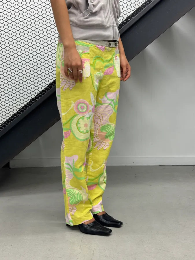 SS2004 Dolce & Gabbana Yellow Fantasy Floral Pants VbJQpPx 1