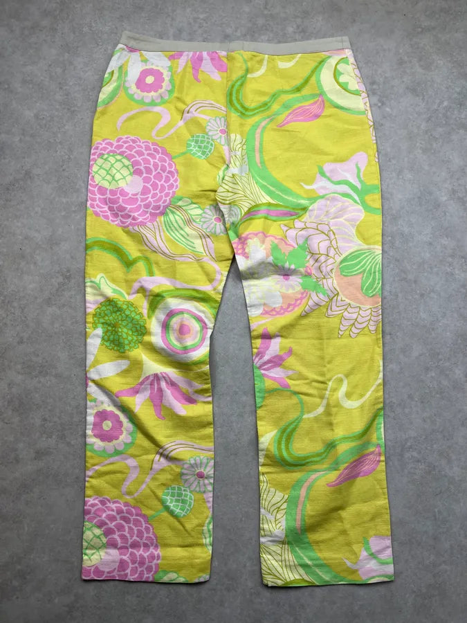 SS2004 Dolce & Gabbana Yellow Fantasy Floral Pants VbJQpPx 4