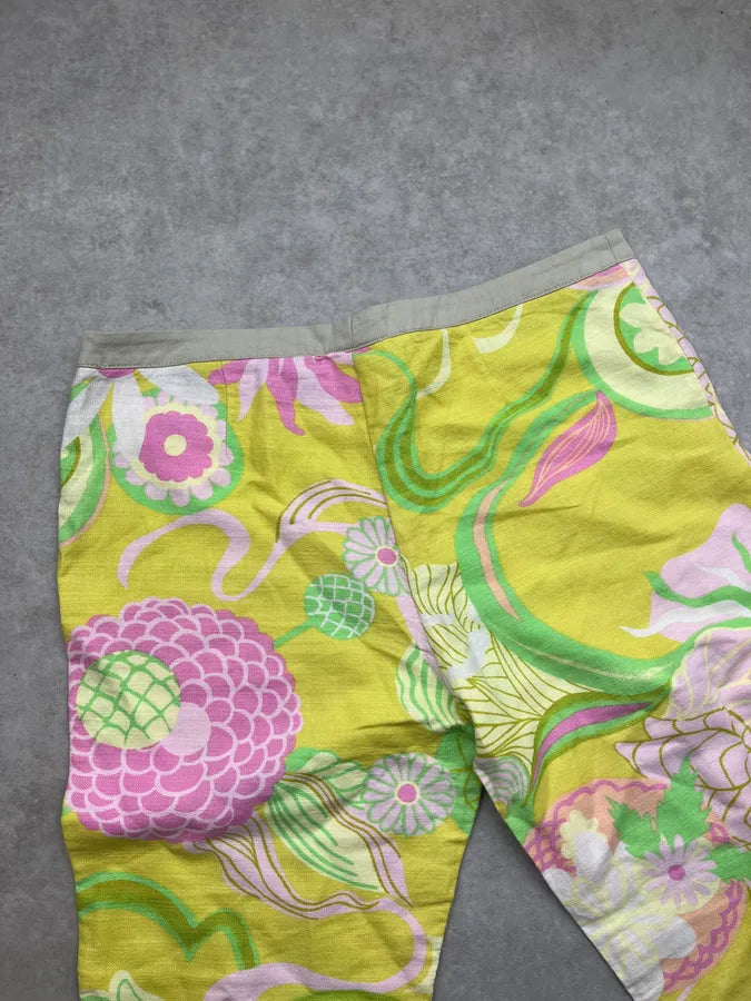 SS2004 Dolce & Gabbana Yellow Fantasy Floral Pants VbJQpPx 7