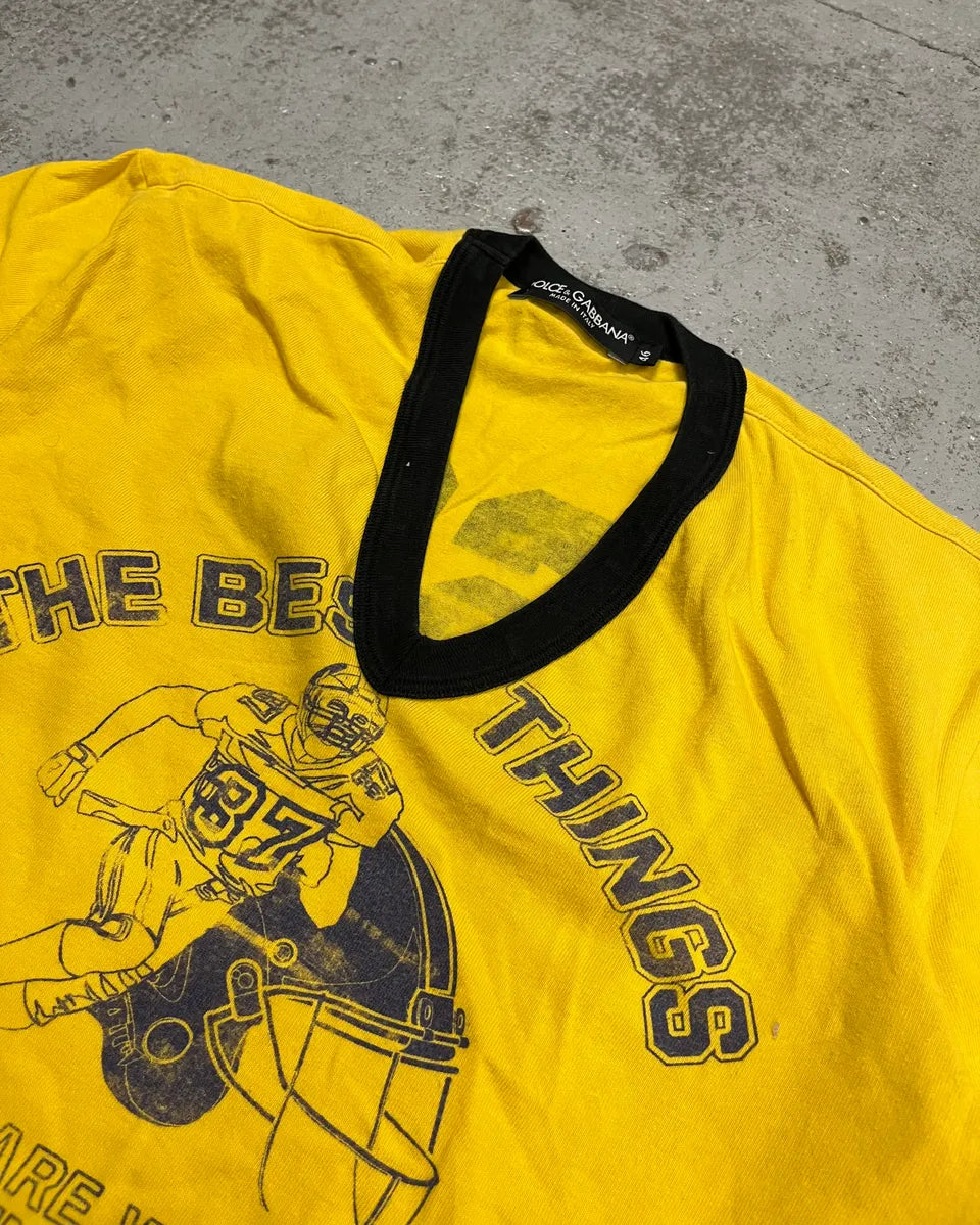 2000s Dolce & Gabbana Yellow V-Neck 63 The Best Things T-Shirt  cgVFWDl 4