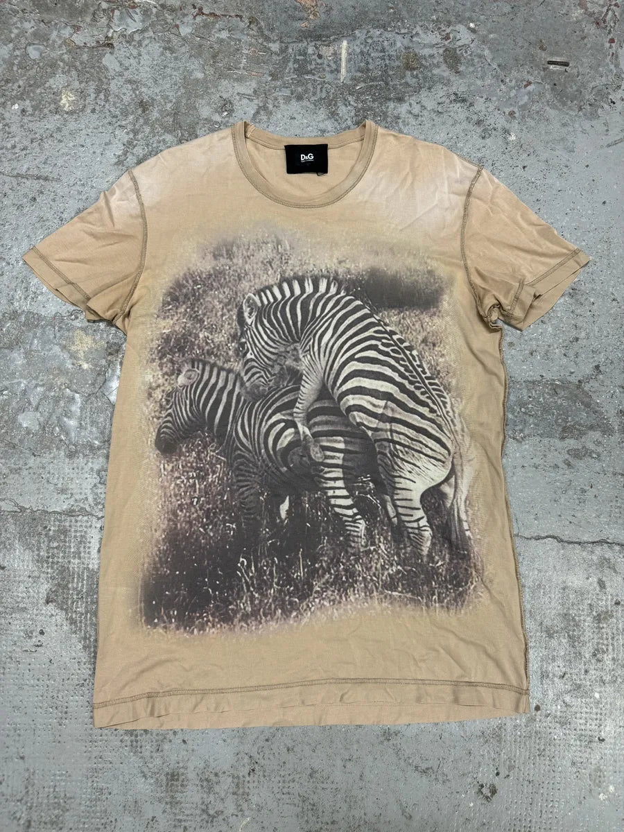 2000s Dolce & Gabbana Zebra Sexual Fantasy Beige T-Shirt LZPhBeF 0