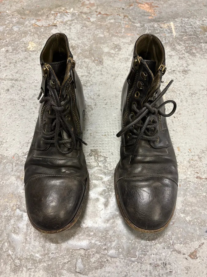 2000s Dolce & Gabbana Zip Black Leather Boots IKytAKa 1