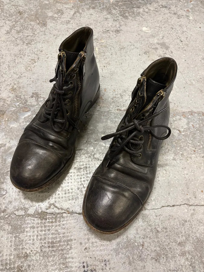 2000s Dolce & Gabbana Zip Black Leather Boots IKytAKa 2