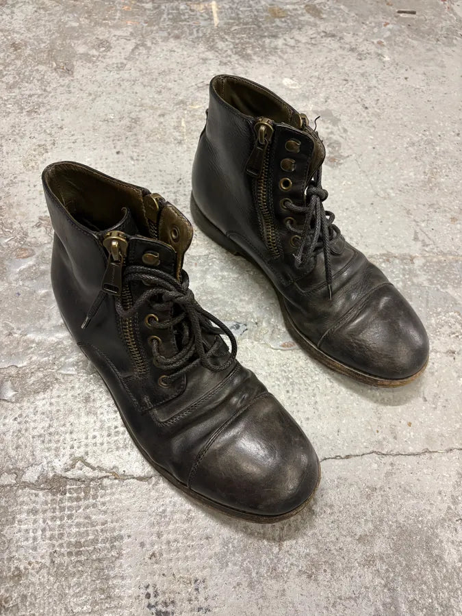 2000s Dolce & Gabbana Zip Black Leather Boots IKytAKa 3